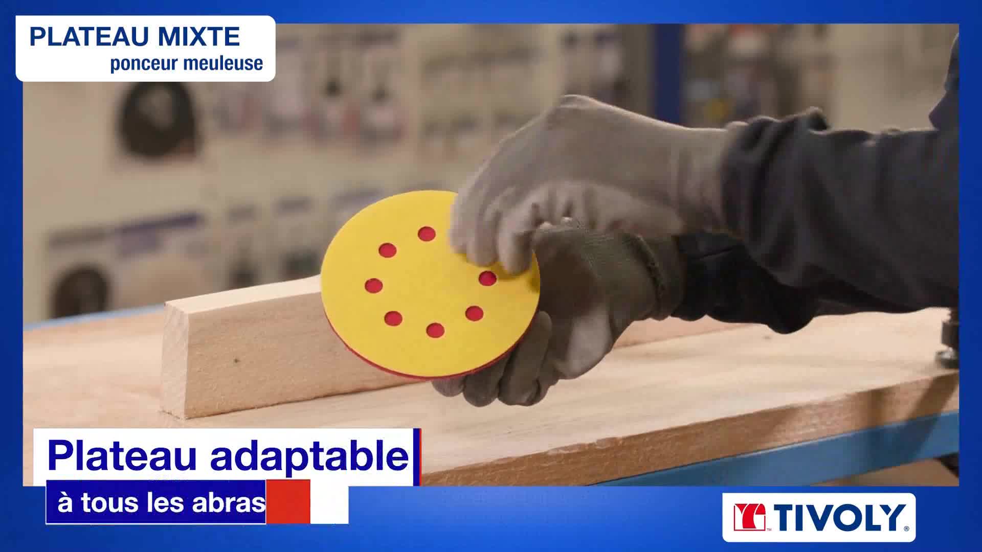 Plateau Ponceur Auto-agrippant Tivoly D125mm - Axe 8mm Stabiflex, Neuf Sous Blister