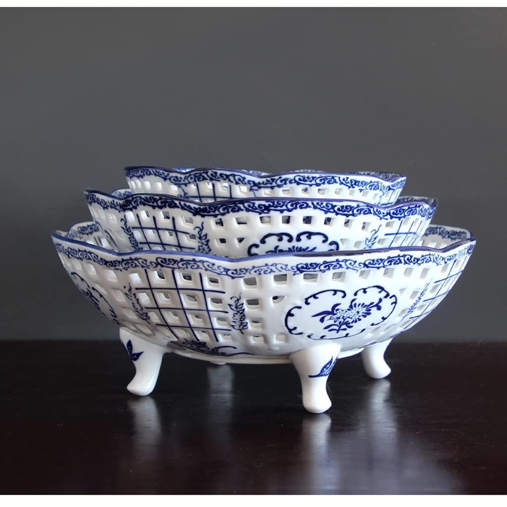 Retro ceramiczne chińskie kosze na owoce cukierki domowy talerz na owoce kreatywny salon dekoracja stolika kawowego prosta miska na owoce kosz na owoce i warzywa (L)