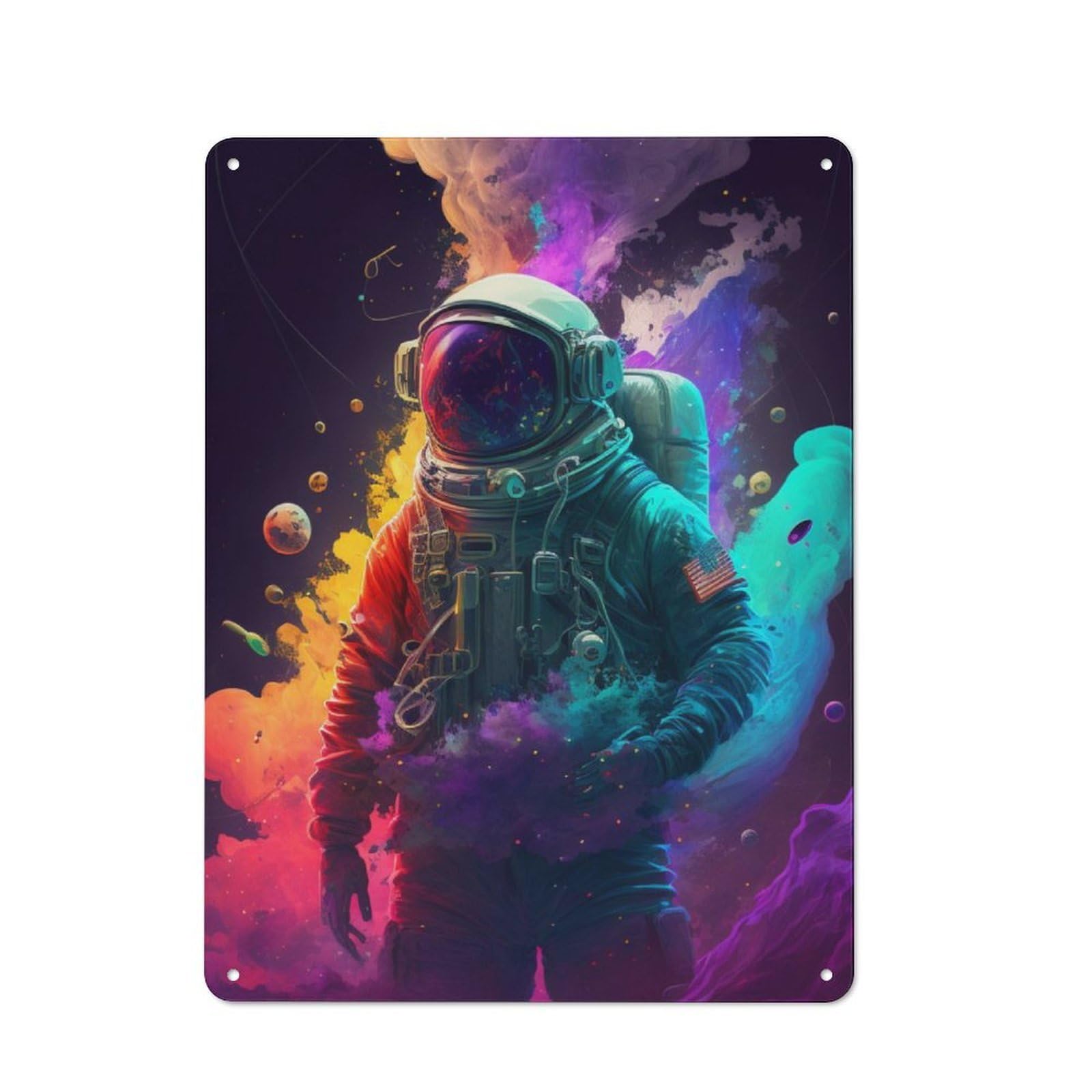 Junmoney Leak Astronaut In Space Metal Plaque 40X30cm With For Hallway Wall, Retro Decor, For Wall Display Collectors