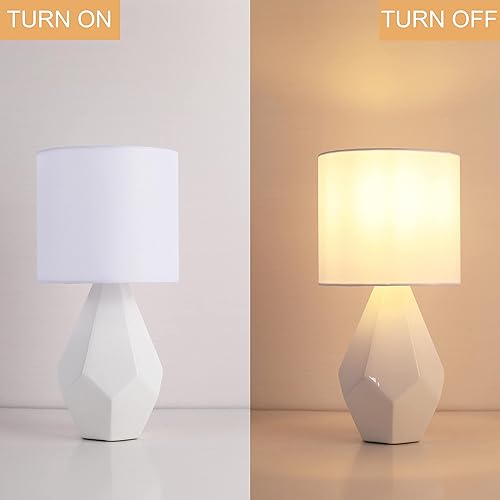 Miniatura 3 de Somniferous Lámpara de mesa de cerámica, lámparas de noche geométricas con pantalla de tela, moderna lámpara de mesita de noche pequeña para