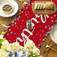 Vista 4 de Artoid Mode Polka Dot Red Happy Birthday Table Runner, Seasonal Christmas Winter Kitchen Dining Table Decoration for Home Party Decor 13x72 Inch