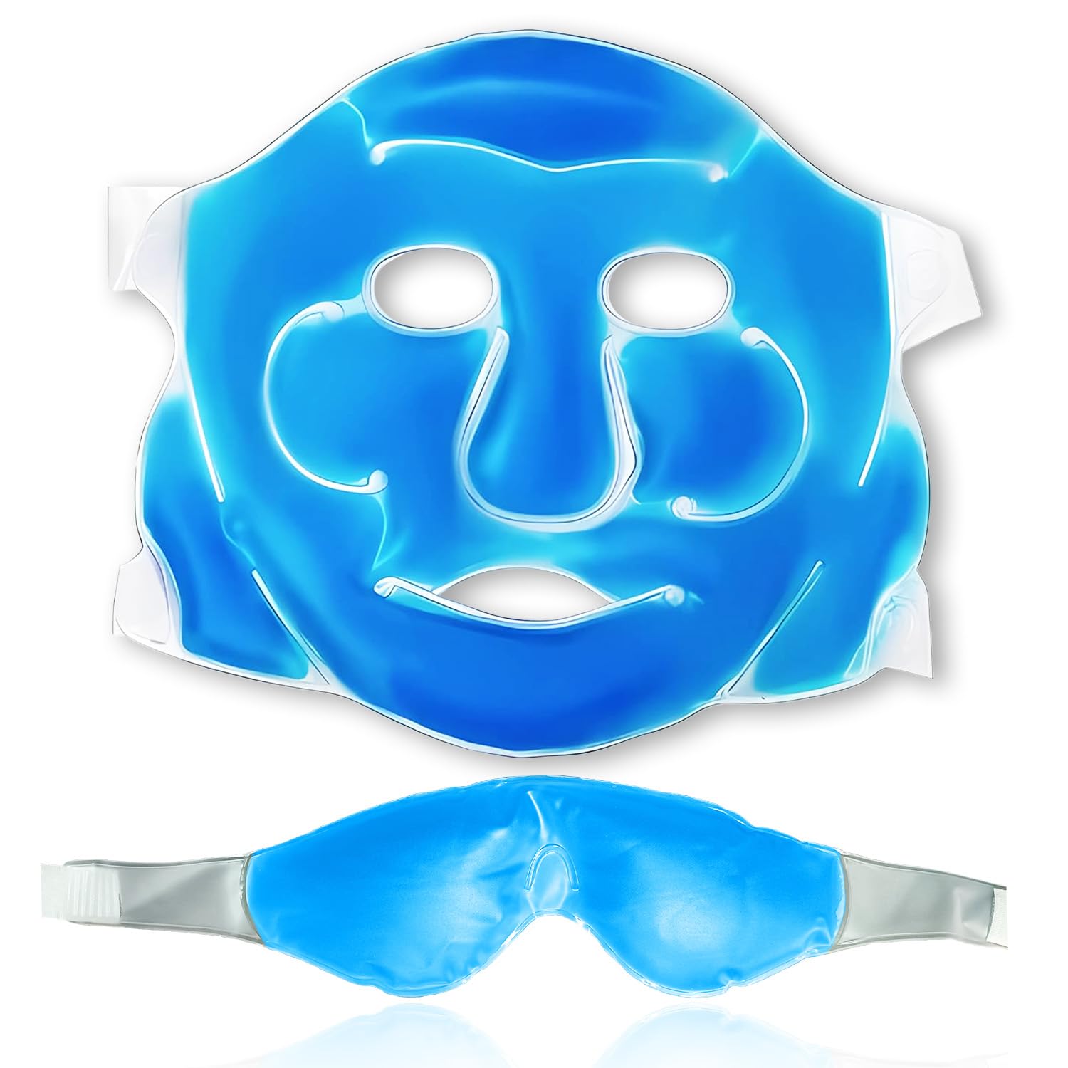 AJICA Aqua Ice Face & Eye Cooling Gel Mask and Aloe Vera Gel Mask Ice Pack for Face and Eye Patches Remove Dark Circles, Fatigue Cool Eyes Patch Pads Eye Care | Facial Skin Refresh Face Mask for Hot & Cold Therapy (Blue Face Mask, Eye Mask)-image-21