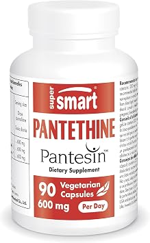 Supersmart - Pantesin Pantethine 600 mg per Day Pantothenic Acid - Active Vitamin B5 Supplement | Non-GMO & Gluten Free - 90 Vegetarian Capsules