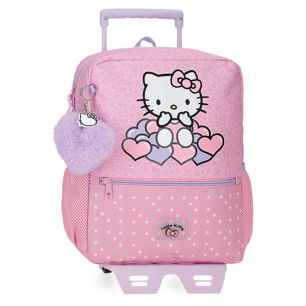 Hello Kitty Hearts & Dots Mochila Escolar con Carro Rosa 25x32x12 cms Poliéster 9,8L