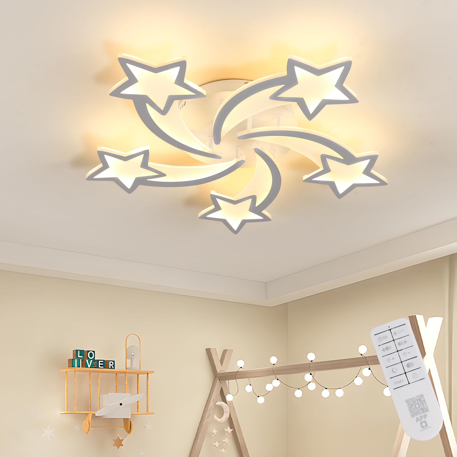 Toolight Plafon LED Techo Regulable 50W 6200LM, Lampara Techo Infantil con Mando a Distancia 3000K-6500K, Lampara Techo Moderna Acrílico para Habitación Infantil Salón Dormitorio Cocina, Dia 50cm