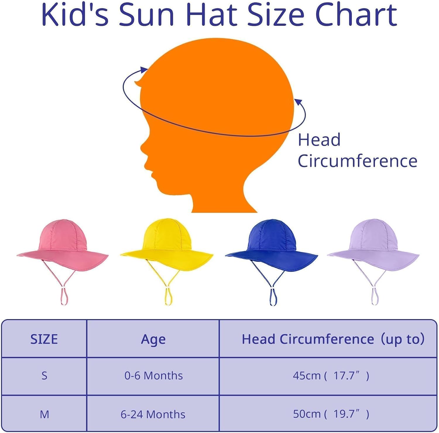 HECCEI Baby Sun Hat, UPF 50+ Wide Brim Toddler Bucket Hats, Quick-Dry Breathable Adjustable Beach Hat for Boy Girls 0-6 Years