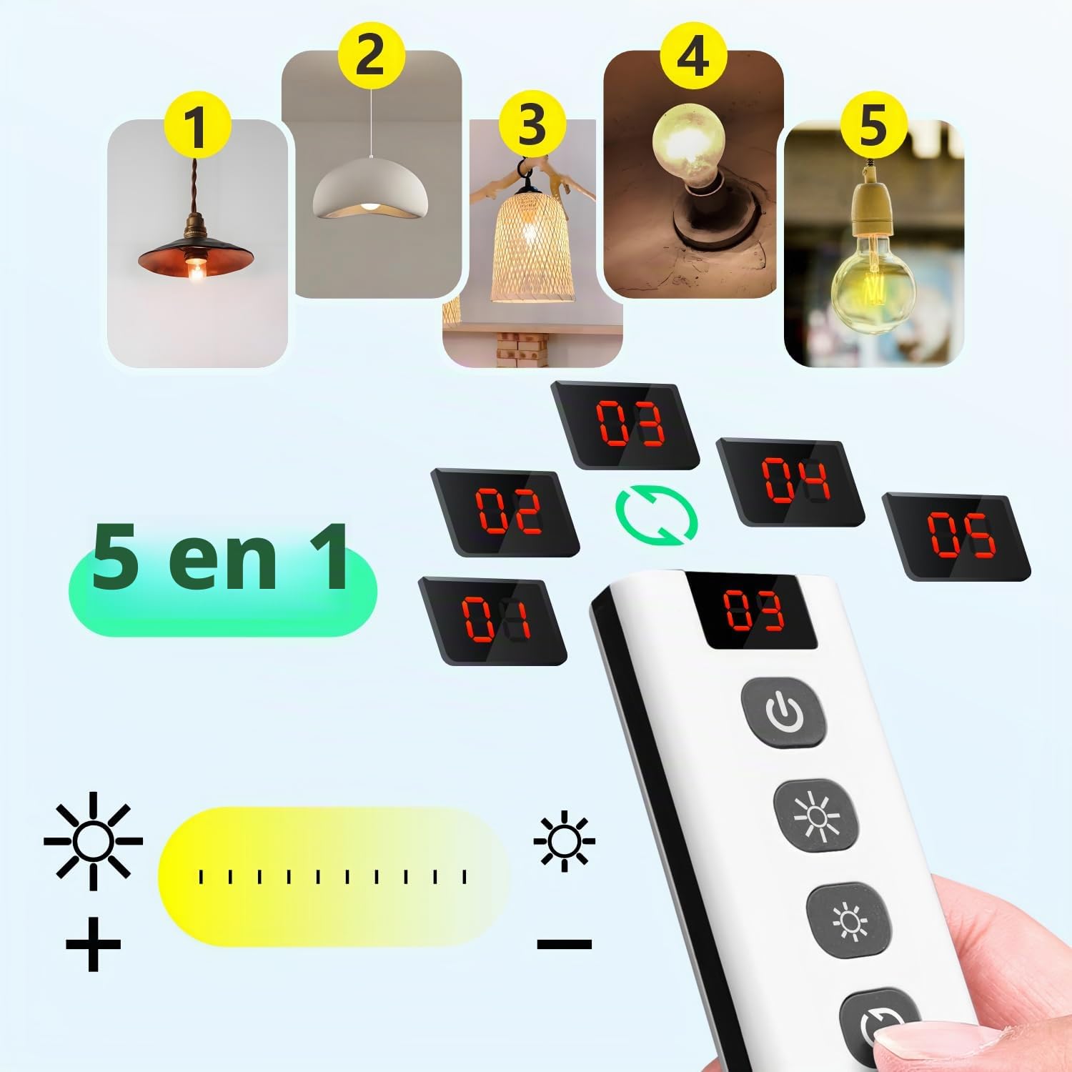 Interruptor De Luz Atenuador Inalambrico Con Controles Remotos, Tedeligo AC220V Control De Interruptor Regulable Para 10-150W LED Y Halógeno, Compatible Con Interruptores Atenuación (No necesita WIFI)