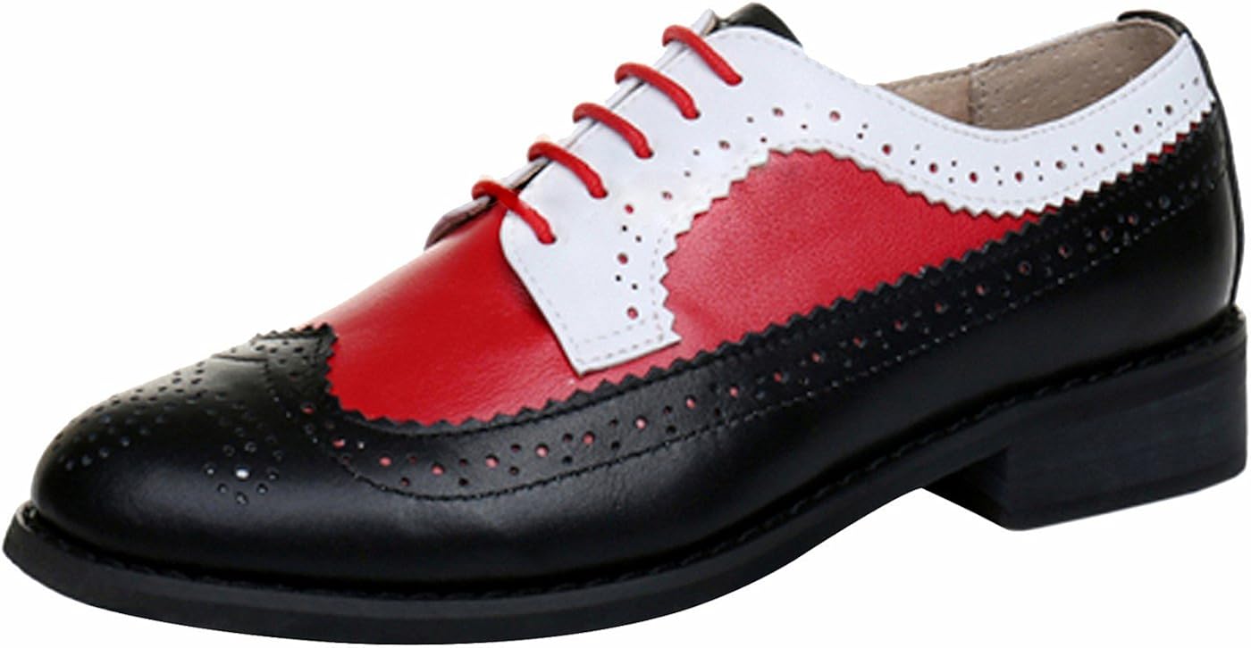 Red and white wingtip shoes Clearance