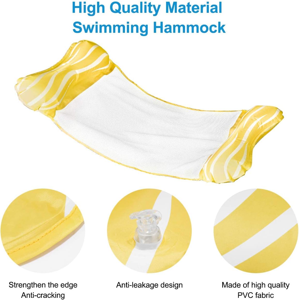 Fostoy Inflatable Hammock Float, Swimming Pool Floaties Multi-Purpose (Saddle, Lounge Chair, Hammock, Drifter) 4 in 1 Pool Floating Lounger, Portable Pool Raft Lounger Toys for Adults