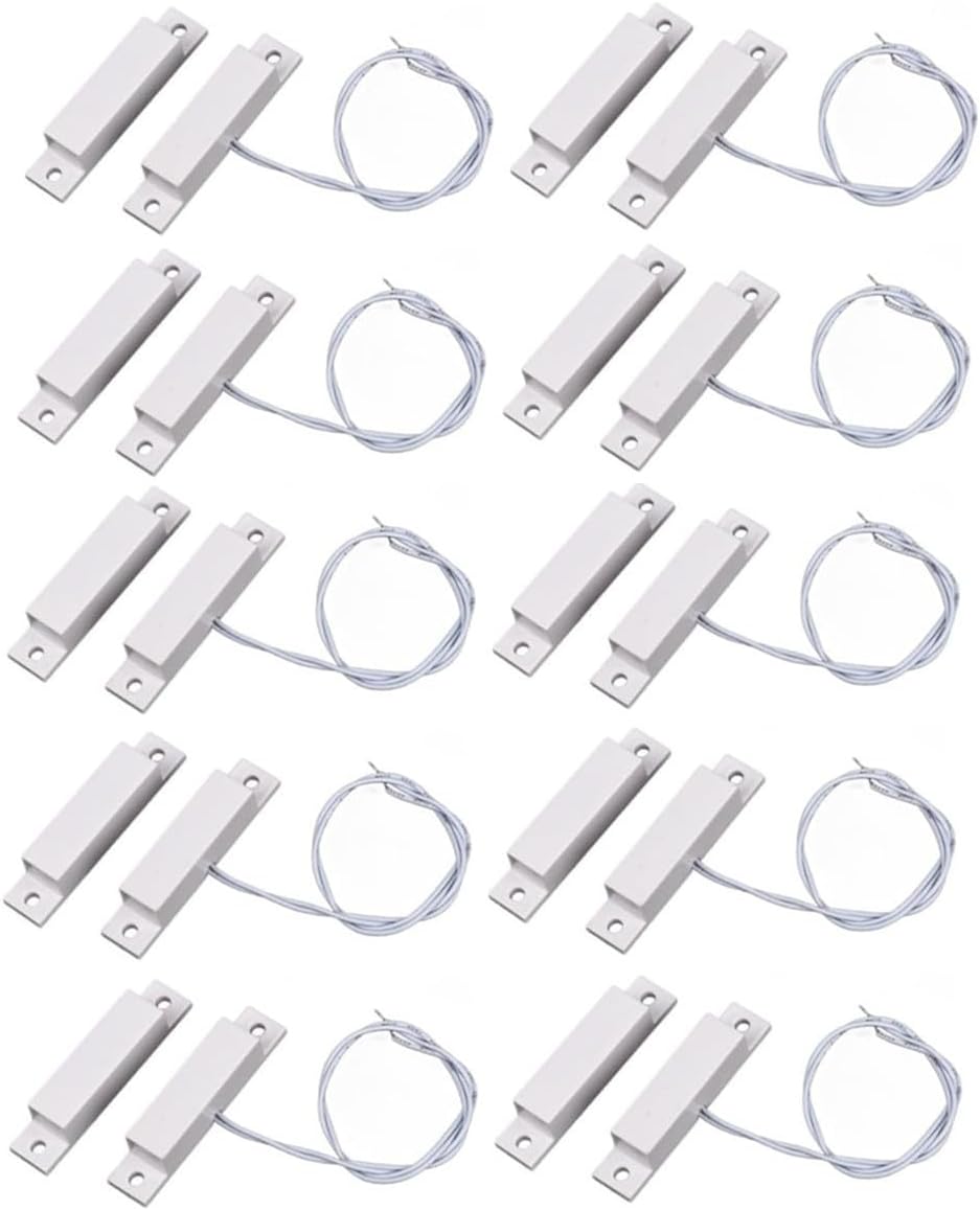 - MC-32 NC Magnetic Reed Switch Surface Mount Wired Door Window Alarm, Magneti Door Switch, Contact Sensor, for Home Security and Burglar Alarm Systems (10 Sets)