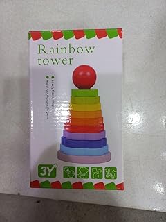 مكعبات بناء برج بتصميم ألوان قوس قزح للأطفال