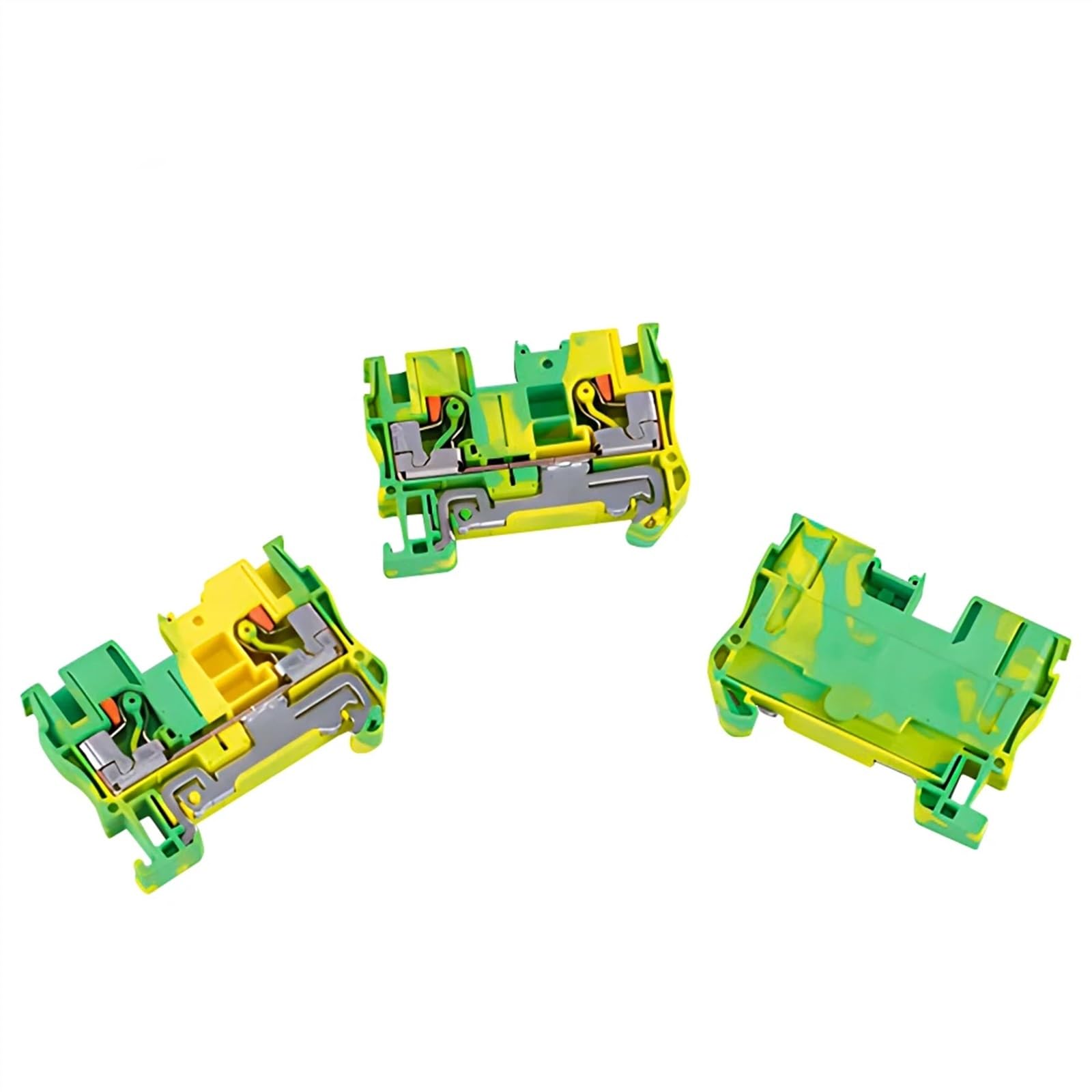 PT6-PE 5Pcs Din Rail Ground Terminal Block Ground Spring Feed Through Connection Push in Screwless Wire Conductor