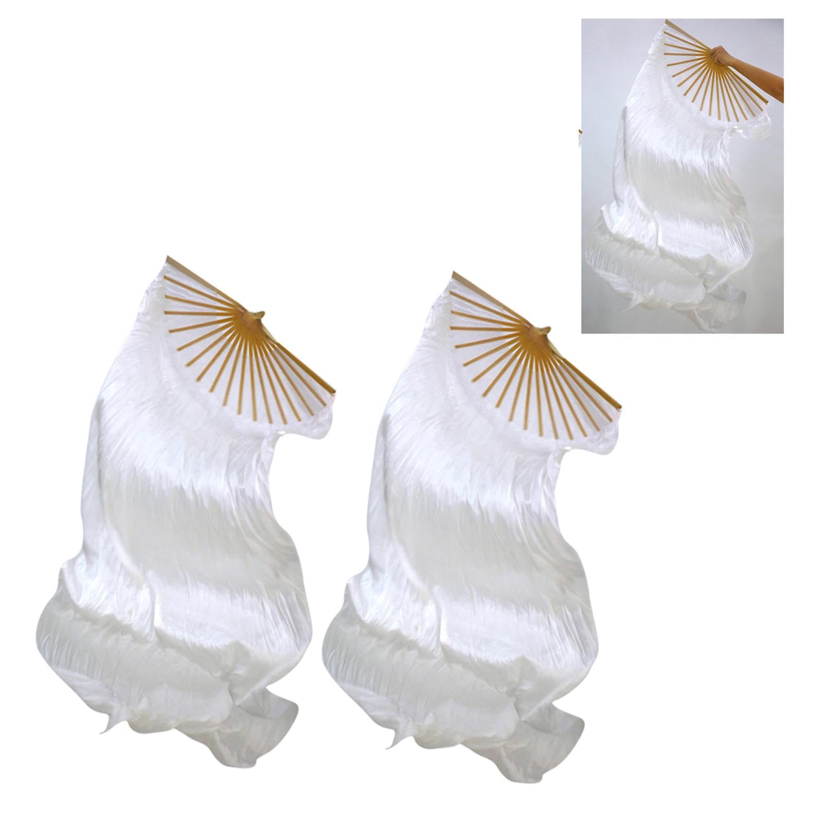 Qianly Women Belly Dance Fan Veils Hand Fans 180cm Folding Fans for Girls Performance