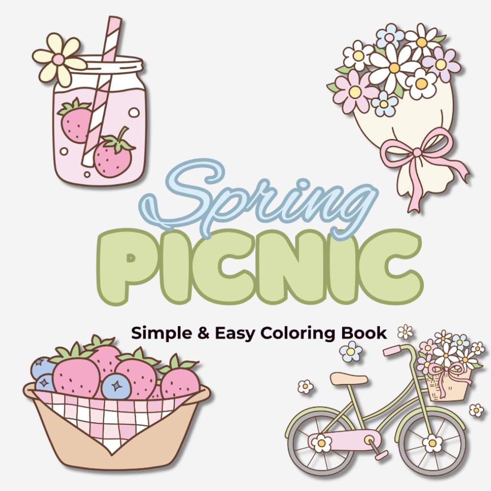 Spring Picnic: Simple & Easy Coloring Book