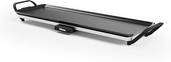 Tristar Griglia da tavolo slim L, Ampia superficie di cottura di 70 x 23 cm, Termostato regolabile, Manici rimovibili, Rivestimento antiaderente, BP-2668