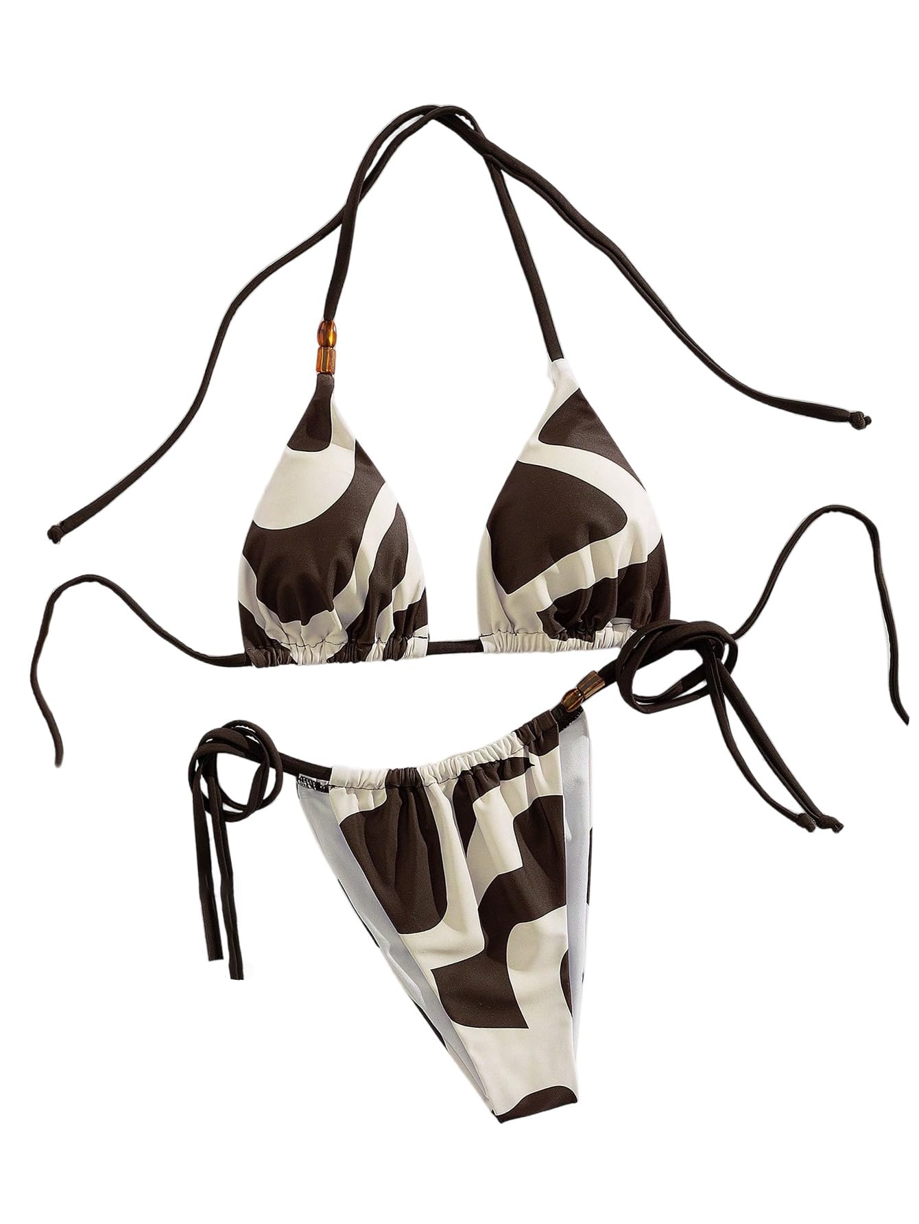 GORGLITTER Bikini sexy da donna, a vita alta, a triangolo, con motivo zebrato, costume da bagno bohémien, costume da bagno