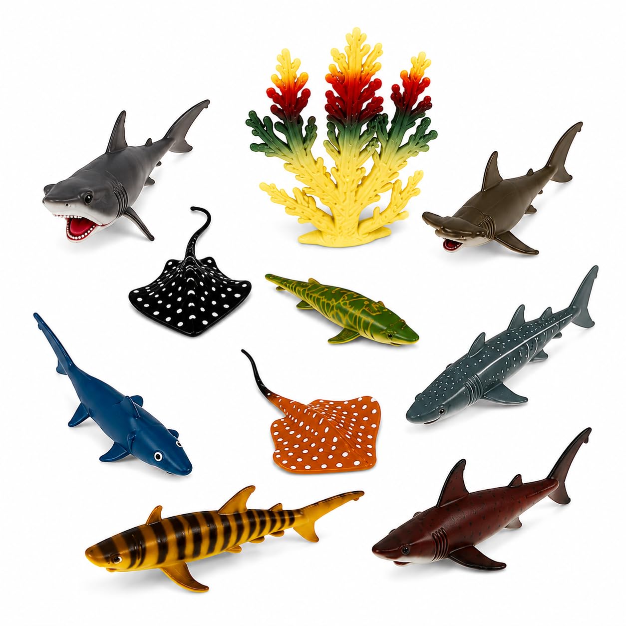 Amazon.com: Rhode Island Novelty Shark and Stingray Playset: 12