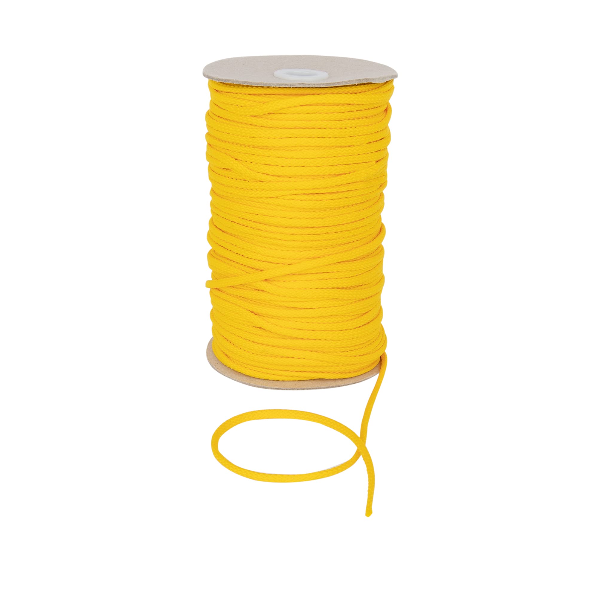 Discount Fabrics Ltd Yellow Durable Anorak Braided Cord - 4Mm Wide Polyester Drawstring Cord Laces Hoodie String Jogger String Clothing Cord Lace Tying Lanyard Rope Craft Project By (,10M)