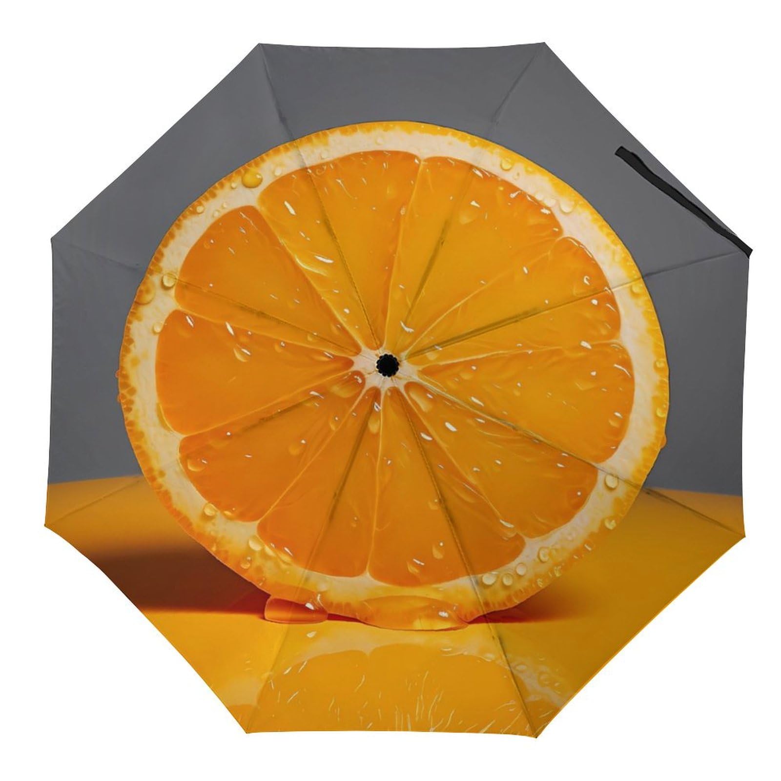 Orange Slice Print 3 Fold Auto Umbrella Waterproof And Wind-Resistant, Ideal Gift for Travel And Outdoor Activities