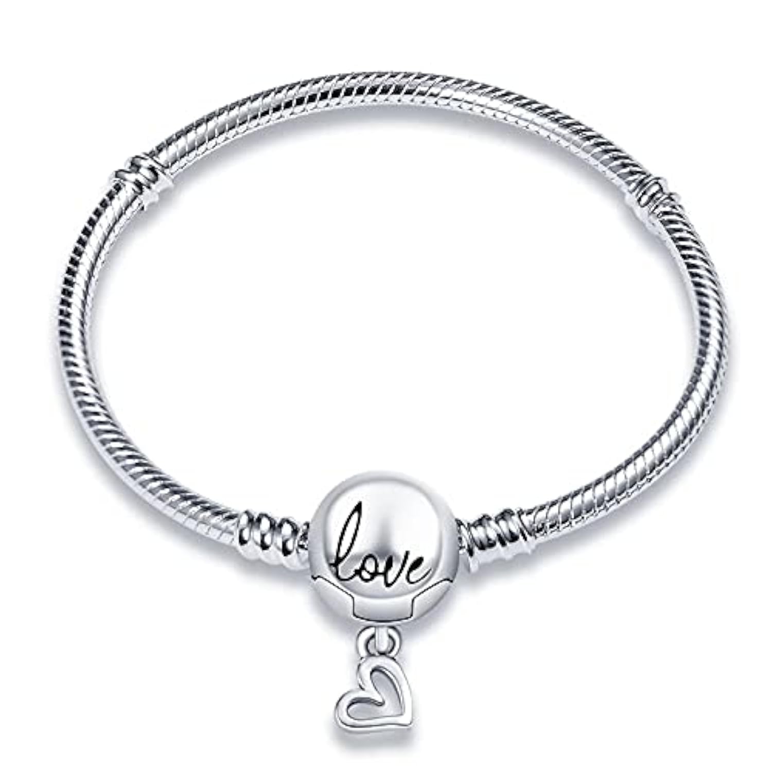 Bracciale New 2025 Compatibile Charm Tutte Marche Love Cuore Cuoricino Donna Originale Simil Rigido Pendente Ciondoli Base Bambina Braccialetti Clip Fermo Catena Argento 925 Gancio