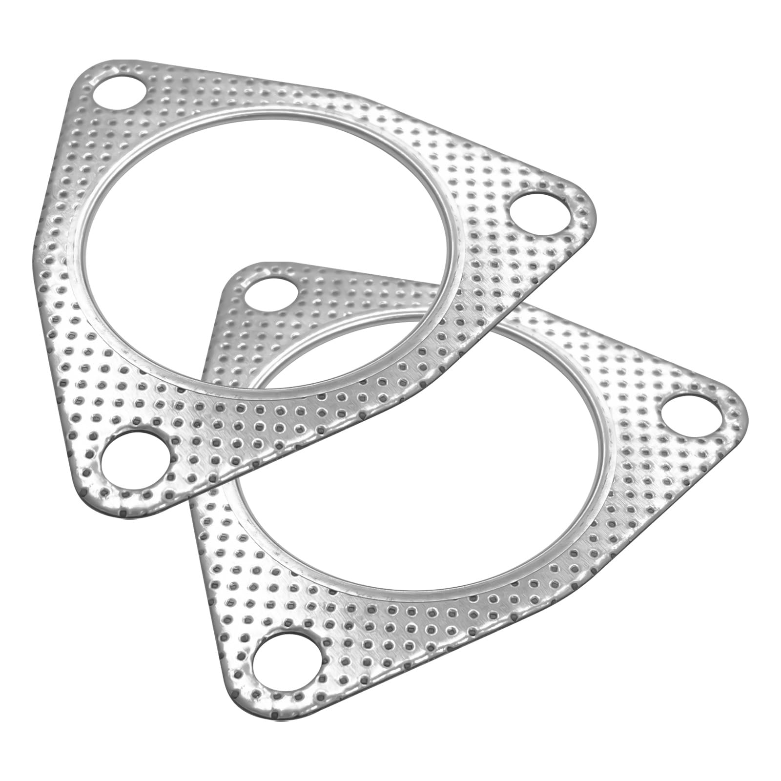 2PCS Exhaust Gasket, 3 Bolt Metal Three-hole Exhaust Flange Gasket, Multifunctional Manifold/Header/Muffler/Catalytic Converter Gasket,Exhaust Seal Gasket for Most Cars,Trucks,SUVs(2.5In)