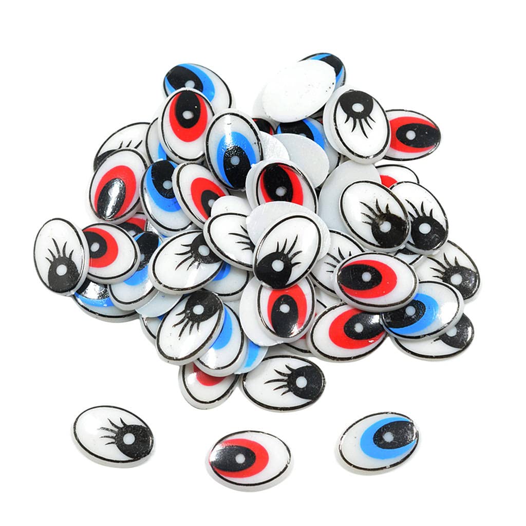 60 Pieces Plastic Safety Eyes Oval Eyes Flatback Embellishments DIY Scrapbooking Crafts Toy Accessories - mixed