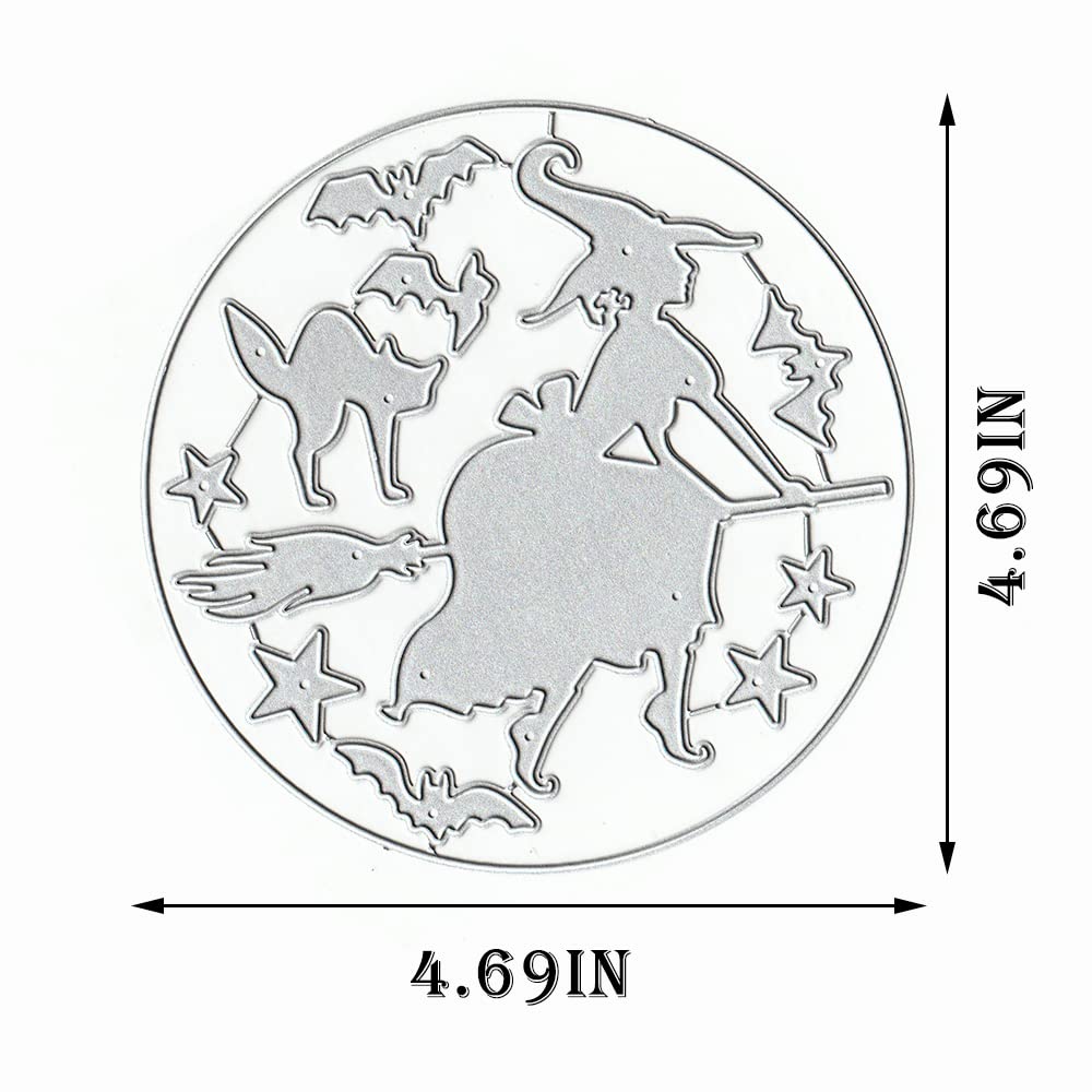 Set di fustelle in metallo con scopa da strega, per Halloween, strega, stella, luna, stencil per fai da te, scrapbooking, album, decorazioni, goffratura, carta, biglietti