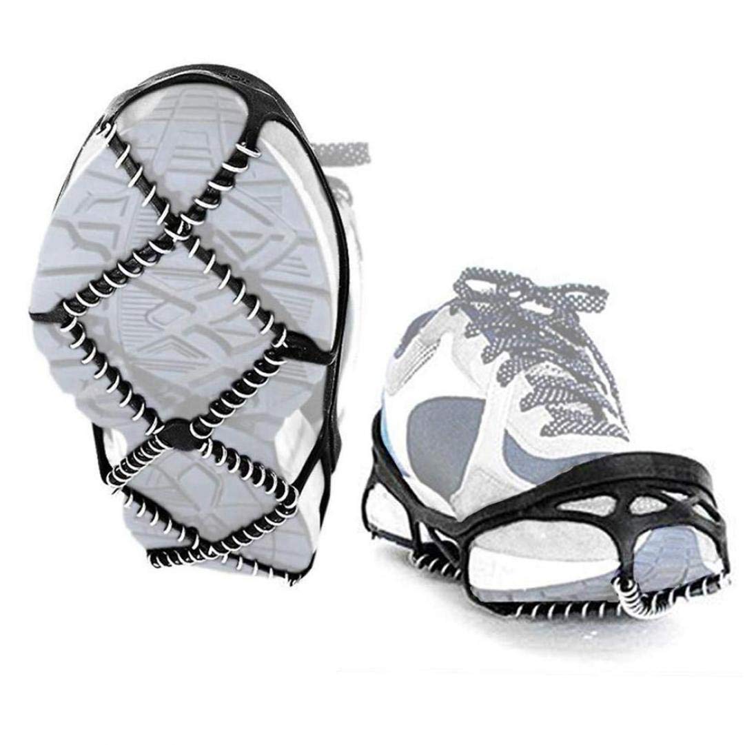 Poignées de Traction Bottes de randonnée antidérapantes Chaussures Crampons Crampons à Glace pour Sports de Plein air Alpinisme Marche Jogging Randonnée Noir 1 Paire