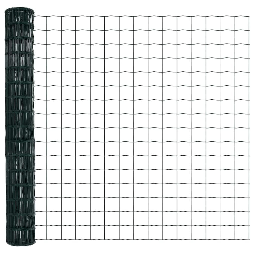 Ogrodzenie euro, zielone 1,6 x 10 m, żelazo powlekane PCW, wytrzymałe ogrodzenie ogrodowe do ogrodu i na taras, trwała bariera dla zwierząt, łatwy montaż bez kopania