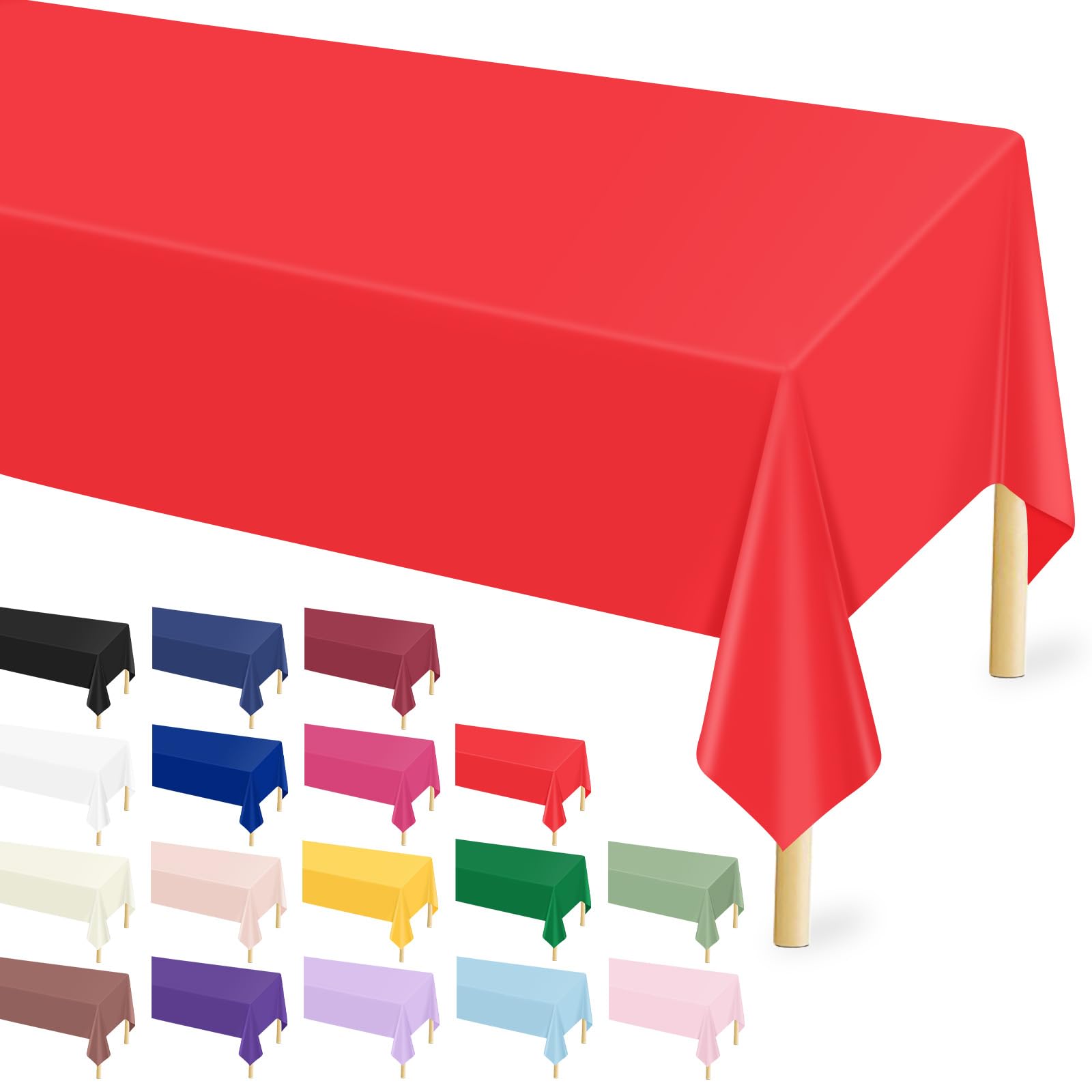 Mulbozy Red Plastic Table Cloth Disposable 12 Pack, Red Tablecloth