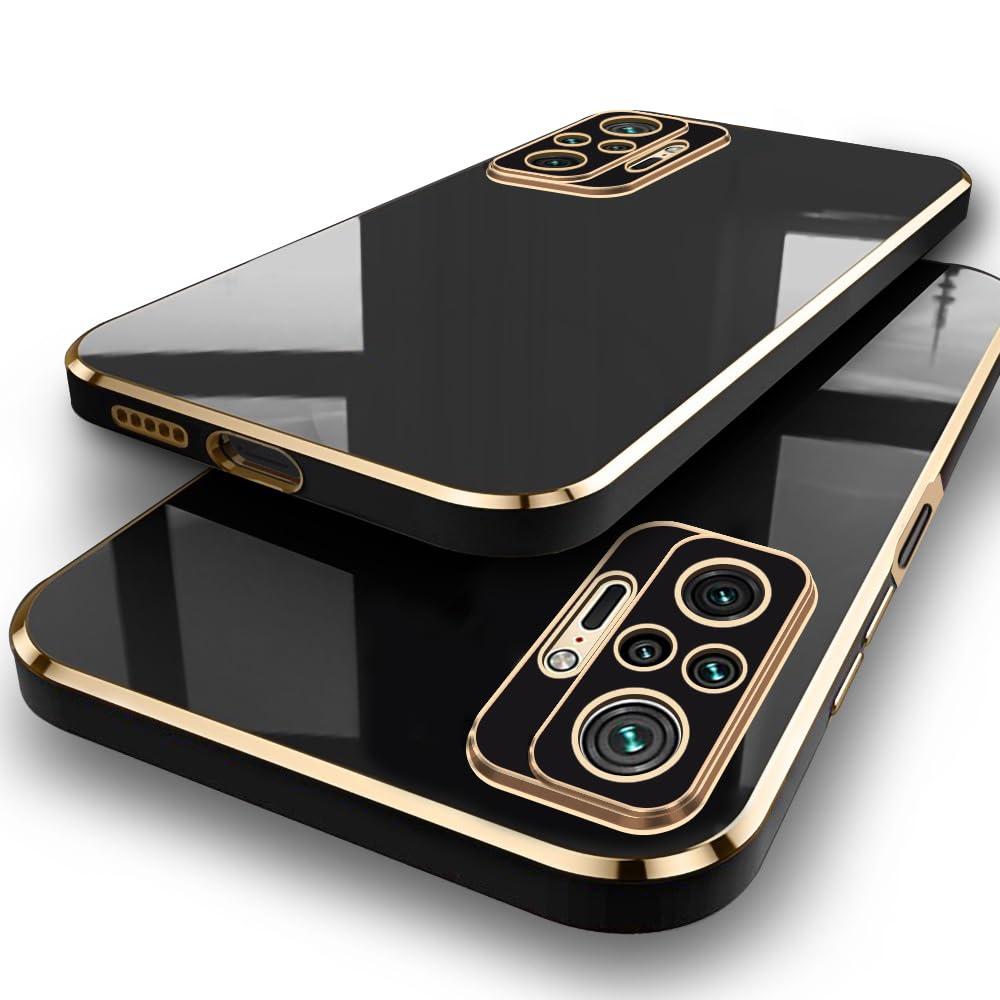 TheGiftKart Luxurious Golden-Plated Back Cover Case for Mi Redmi Note 10 Pro/Pro Max | Raised Lips for Camera & Screen Protection | ShockProof Design | Stylish Back Case Redmi Note 10 Pro (TPU, Black) (B0CSXJ9YV8) Amazon Price History, Amazon Price Tracker