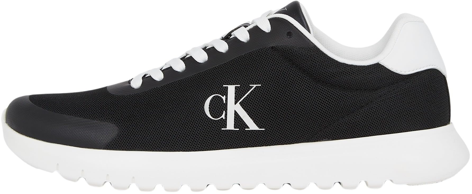 Calvin Klein Men’s Eva Mesh Runner Trainers with Logo, Black (Ck Black/Bright White), 6