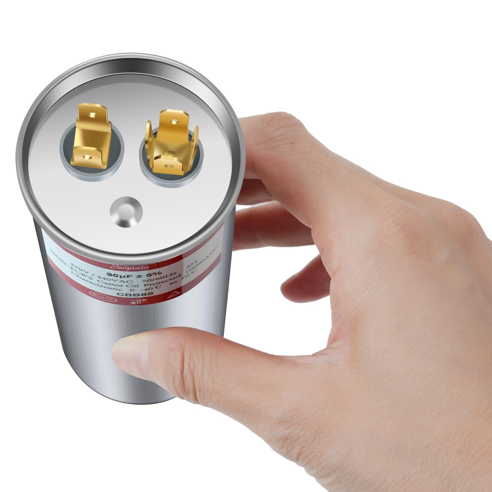 AMPTATA AC Capacitor, 30uf CBB65B Capacitor for AC/HVAC/Air Conditioner/Pool Pump/Condenser Fan Run Motor Start, 30MFD CBB65 370VAC 440VAC 450VAC 50/60Hz Carrier ac Capacitor