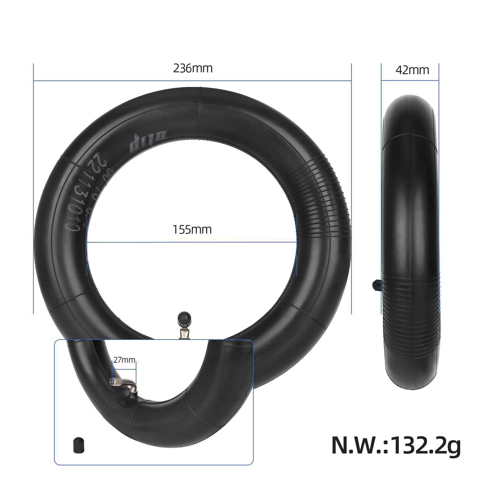 60/70-6,5 Elektroroller Schlauch für Xiaomi 5/5 Pro/5 Max, 10 Zoll Doppelte Stärke Schlauch mit 90° Ventil für Ninebot Max G30 Serie E-Scooter Innenreifenersatz Abriebfest (2 Stück)