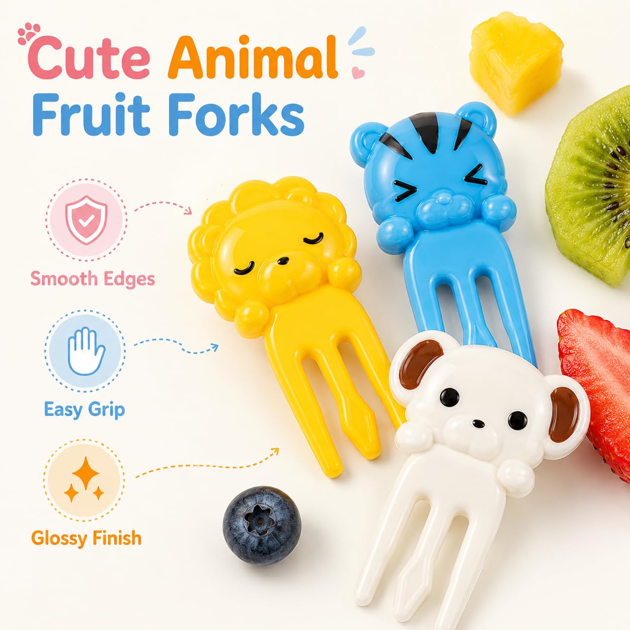 Mshine Animal Food Forks - Cute Kids Lunch Picks -2