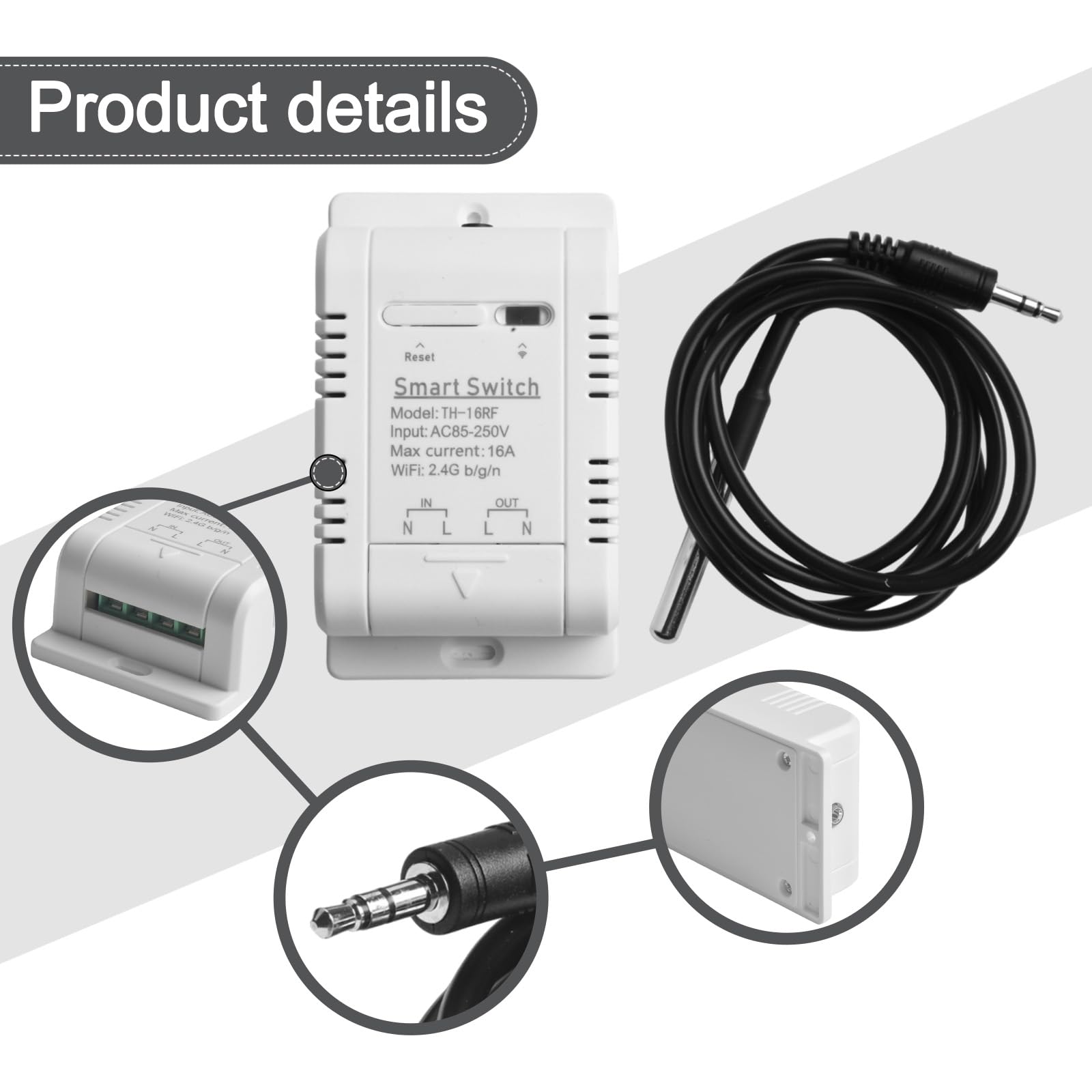 ZYWUOY Controlador de temperatura inteligente WiFi, Tuya WiFi, módulo de temperatura inalámbrico, sensor de aplicación, control remoto DS18B20