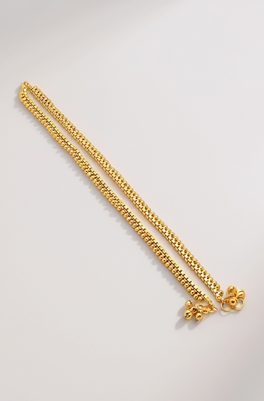 Anklet Gold Plated Box & Beaded Designs Traditional Indian Payal Jewelry for Women & Girls