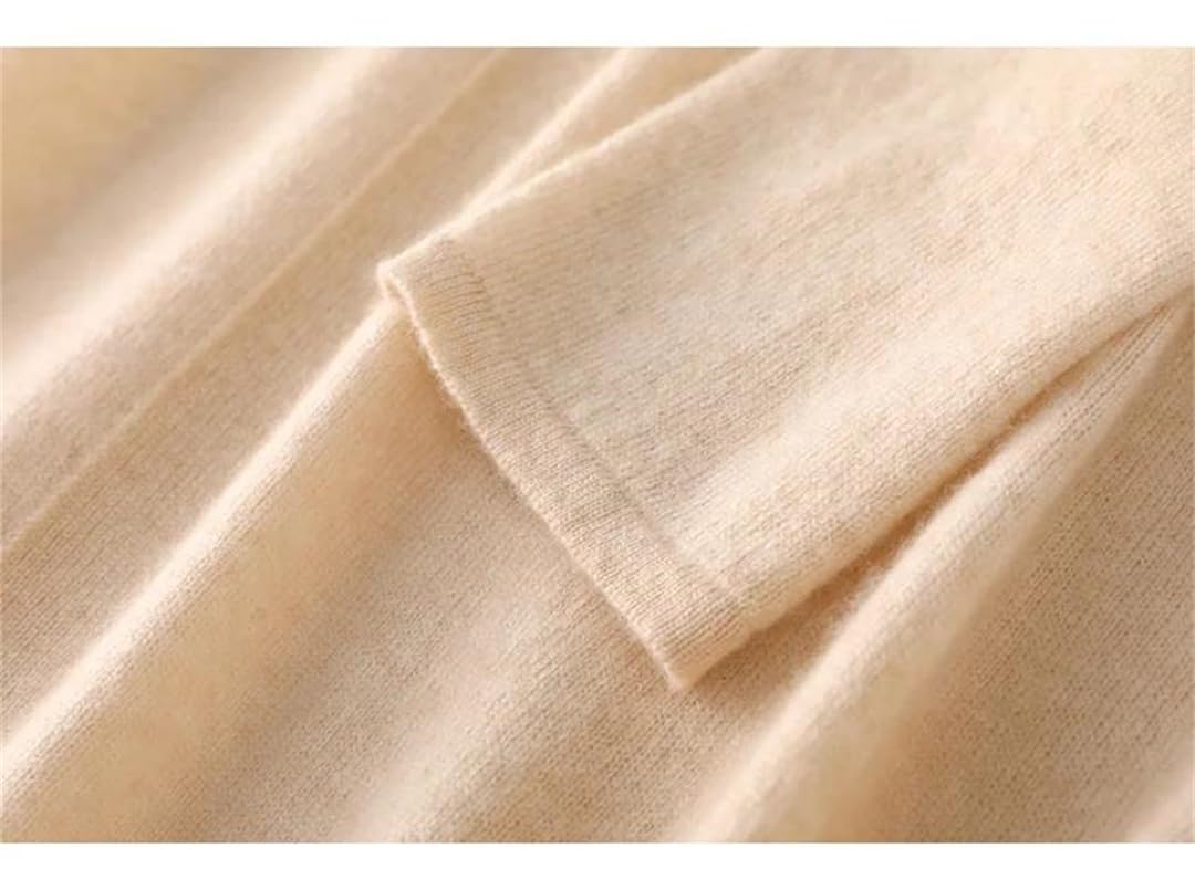 Abito da donna in maglia di lana merino, con scollo a V, con bottoni, a maniche lunghe, caldo, per autunno e inverno, rosso, L