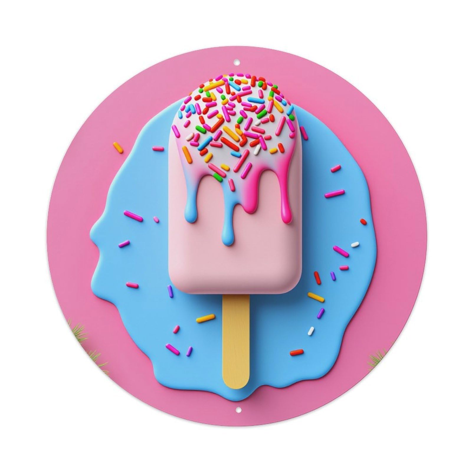 Colorful Sprinkles Dripping Icy Treat Metal Tin Sign Vintage Garden Bedroom Cafe Bar Man Cave Home Wall Decor Metal Poster 8x8 inches