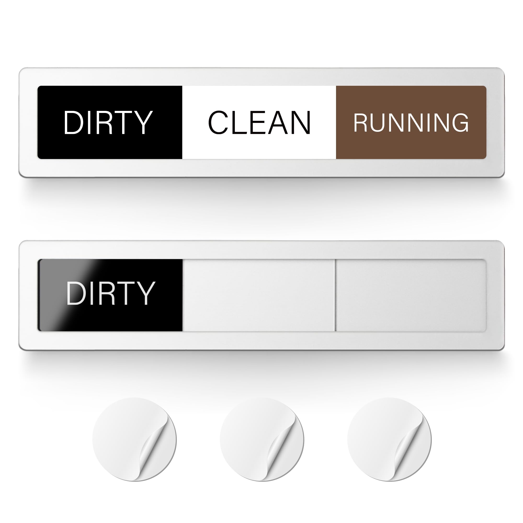 EliteSign Dishwasher Magnet Clean Dirty Sign, 3 Options with Running Options, Silver Dishwasher Magnet Easy to Switch, Residue Free Adhesive Included