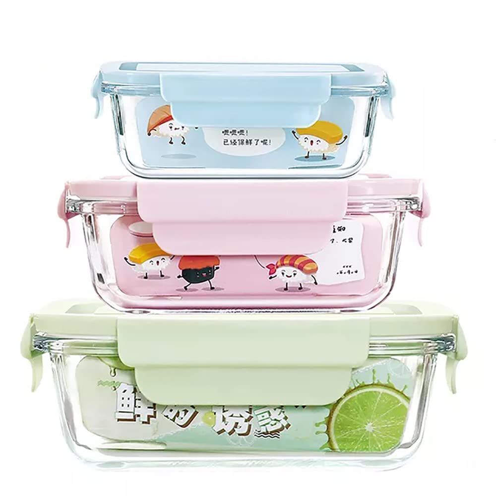 WE-CEFLeftover Food Storage Containers with Lids - Airtight Leak Proof Food Container Snap & Lock Shut Lids and Silicone Seal Fridge Organizer Stackable Refrigerator Organizer (Multi Set of 3)