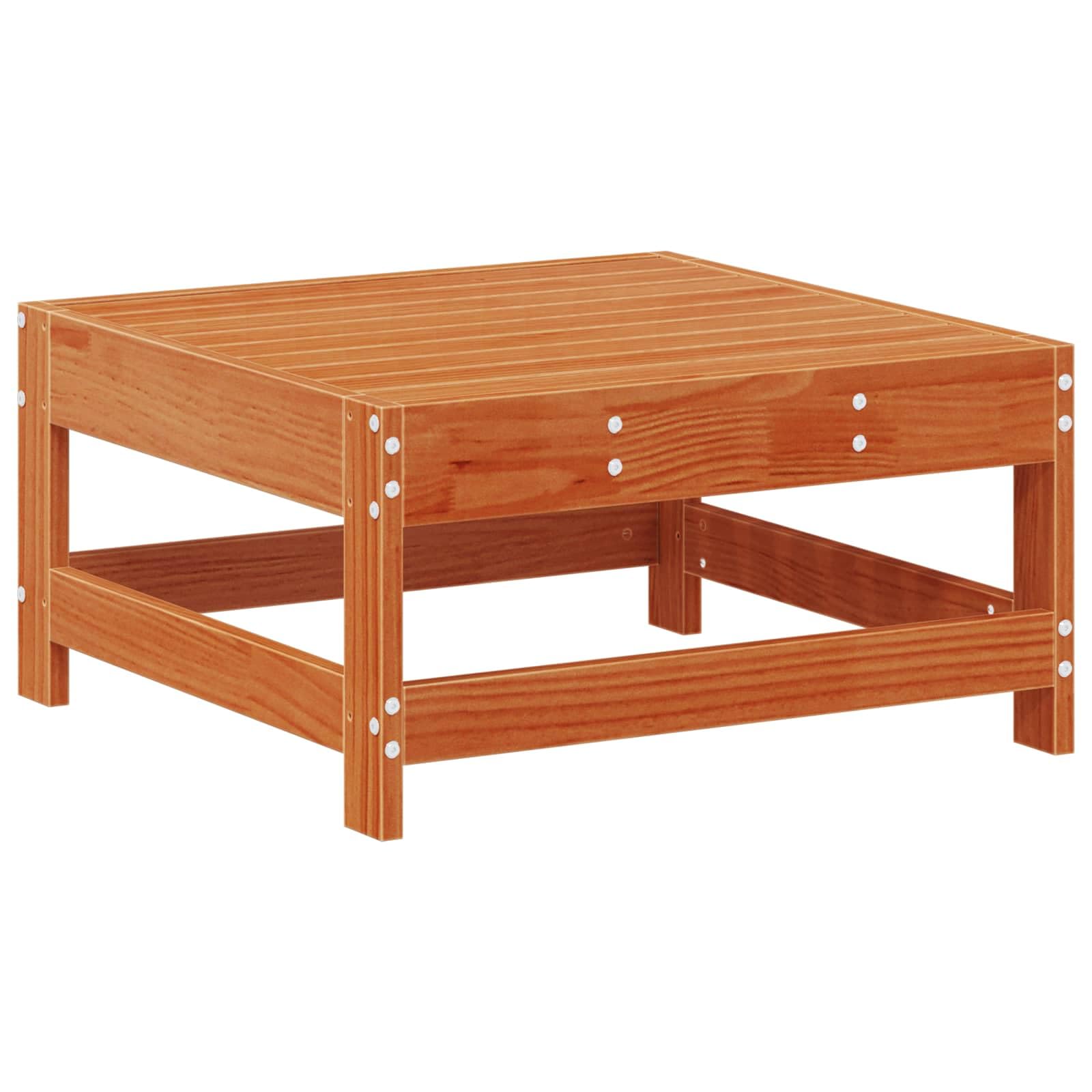 Unidad de sofá de madera de pino, color marrón cera, 252 x 62 x 70,5 cm | Diseño modular, patas cuadradas, para jardín y terraza, robusto y estable