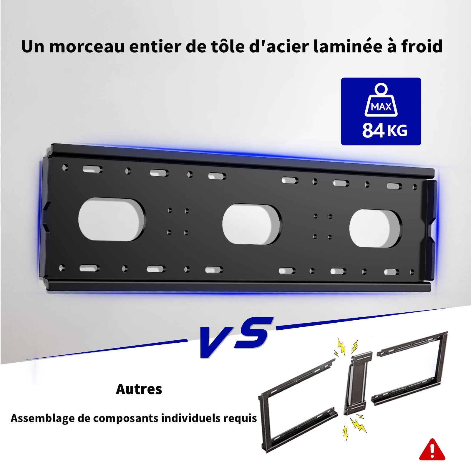 Support Mural TV Grande Taille inclinable pour la Plupart 42 à 85", VESA Jusqu’à 700x500mm et Charge maximale 84KG, 55 58 60 65 70 75 80 Pouces réglable Rack Mural pour TV,Fixation Mural TV