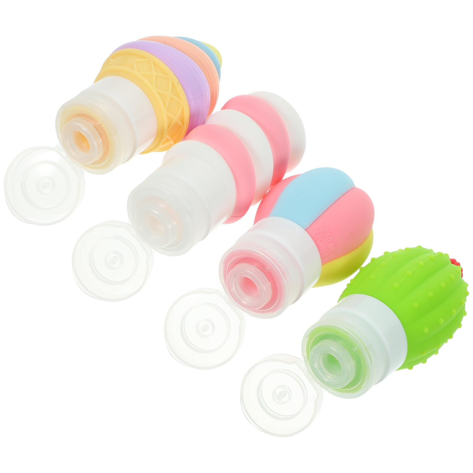 DECHOUS 4 Set Bottiglie di Ketchup Comprimibili Bottles Bottles da Viaggio Comprimibili Bottle Dispenser per Condimenti per Pentole Specchio Convesso Infrangibile Supporto da 4 Pezzi * 4