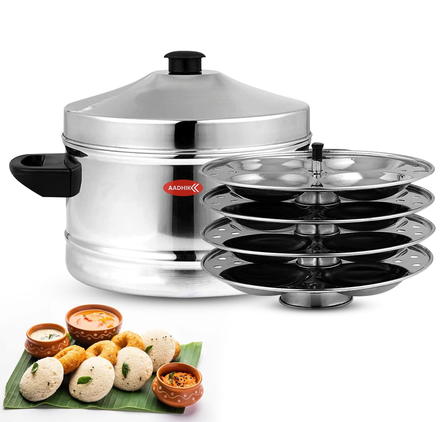 AADHIK Outer Lid Idly Cooker Stainless Steel; Idli Maker With 4 Plates (16 Idlies), 5 Liter, Silver (B0DCJF13PK) Amazon Price History, Amazon Price Tracker