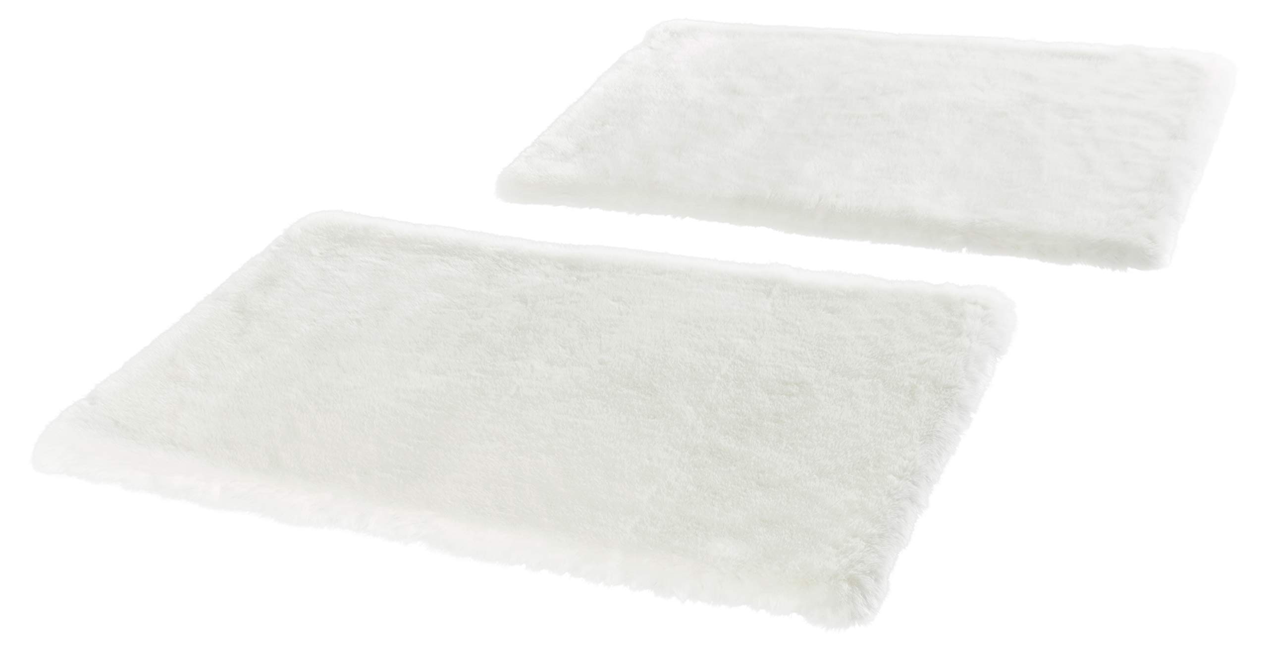 Superior Lot de 2 couvre-lits en fausse fourrure d'agneau douce et moelleuse Motif flokati en fourrure synthétique unie pour chambre d'enfant, chambre à coucher, tapis de lit Blanc 2 x 90 x 140 cm
