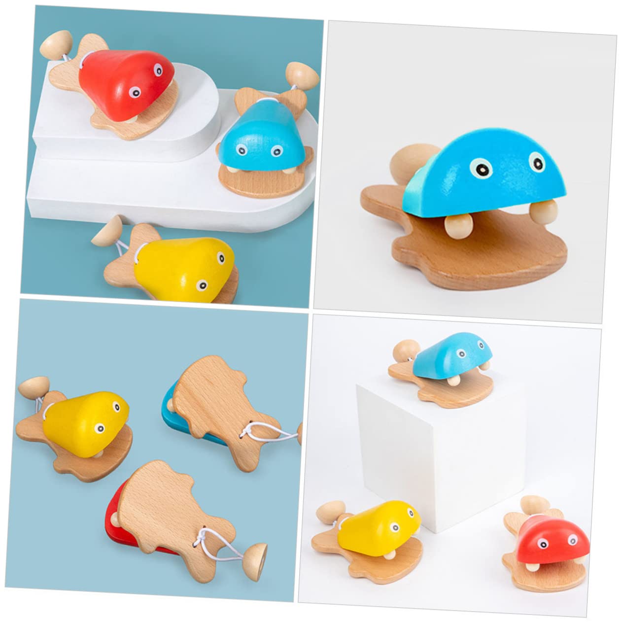 PERSELOSO Wooden Fish Pattern Castanet Musical Instrument for Explore Rhythm and Sound Engaging Plaything for Creative Learning