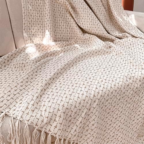 Manta Sofá Algodão Cru 2,10 x 1,40m com Franja Amarrada Xale Arte...