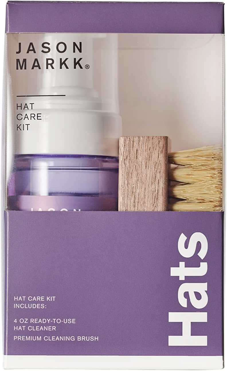 Jason Markk Hat Care Kit, 4 oz Ready-To-Use Hat Cleaner, Premium Cleaning Brush, Effectively Cleans Hats, Safe on All Materials, Specifically Formulated for Cotton, Wool, Felt & More, Fragrance-Free