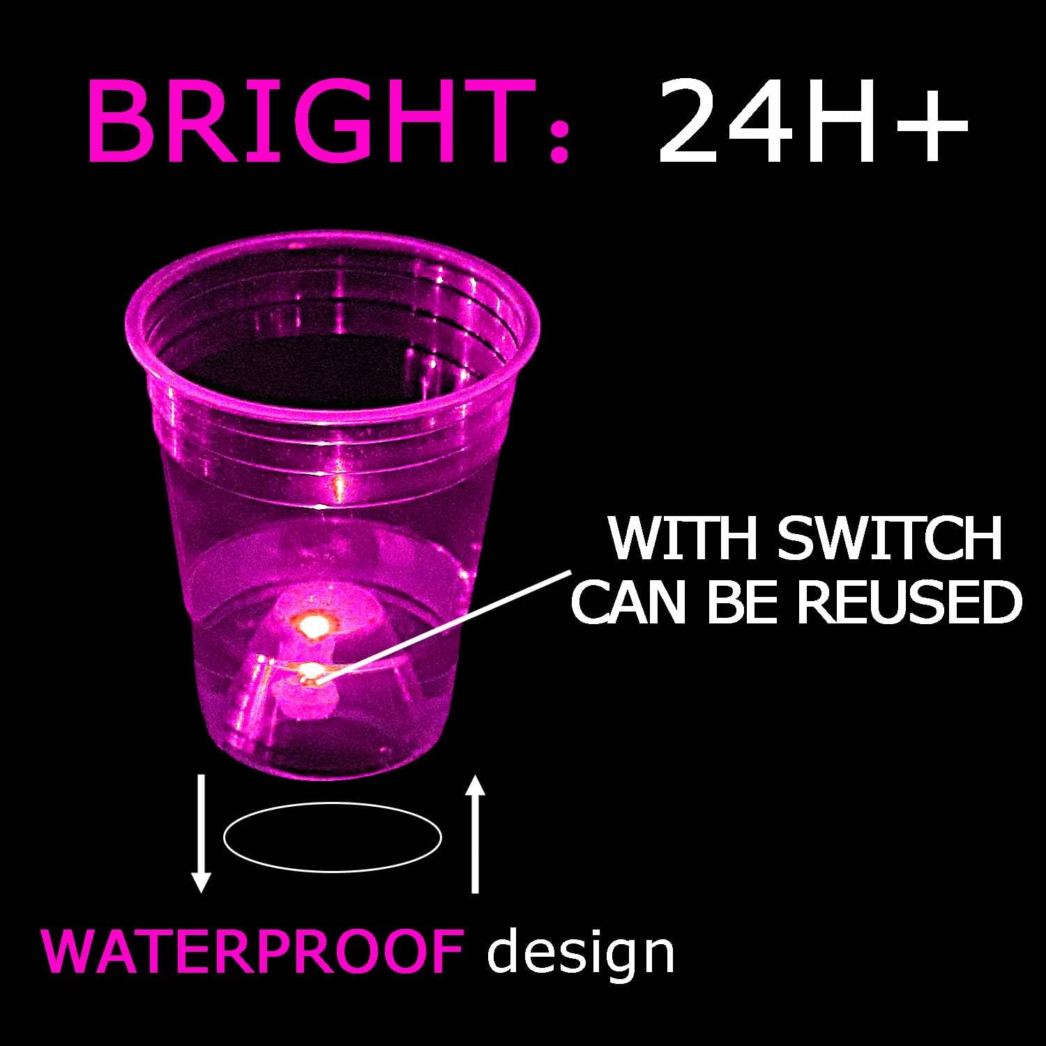 mishunyus 40 Pcs Glow Party Cups,16 oz Plastic Cup Favors for Neon Party Supplies Decoration,Glow In The Dark Cups Neon Party,20th 30th 40th 50th 60th Birthday Party, 7 Colors